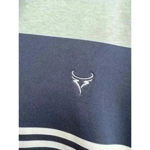 Footjoy FJ Men's Gray Blue Color Block Stripes Short Sleeve Polo Shirt - Picture 7 of 9